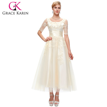 Grace Karin Neue Ankunft 2015 elegante lange Hülsen-Spitze plus Größen-Abend-Kleid für fette Frauen CL6051-2 #